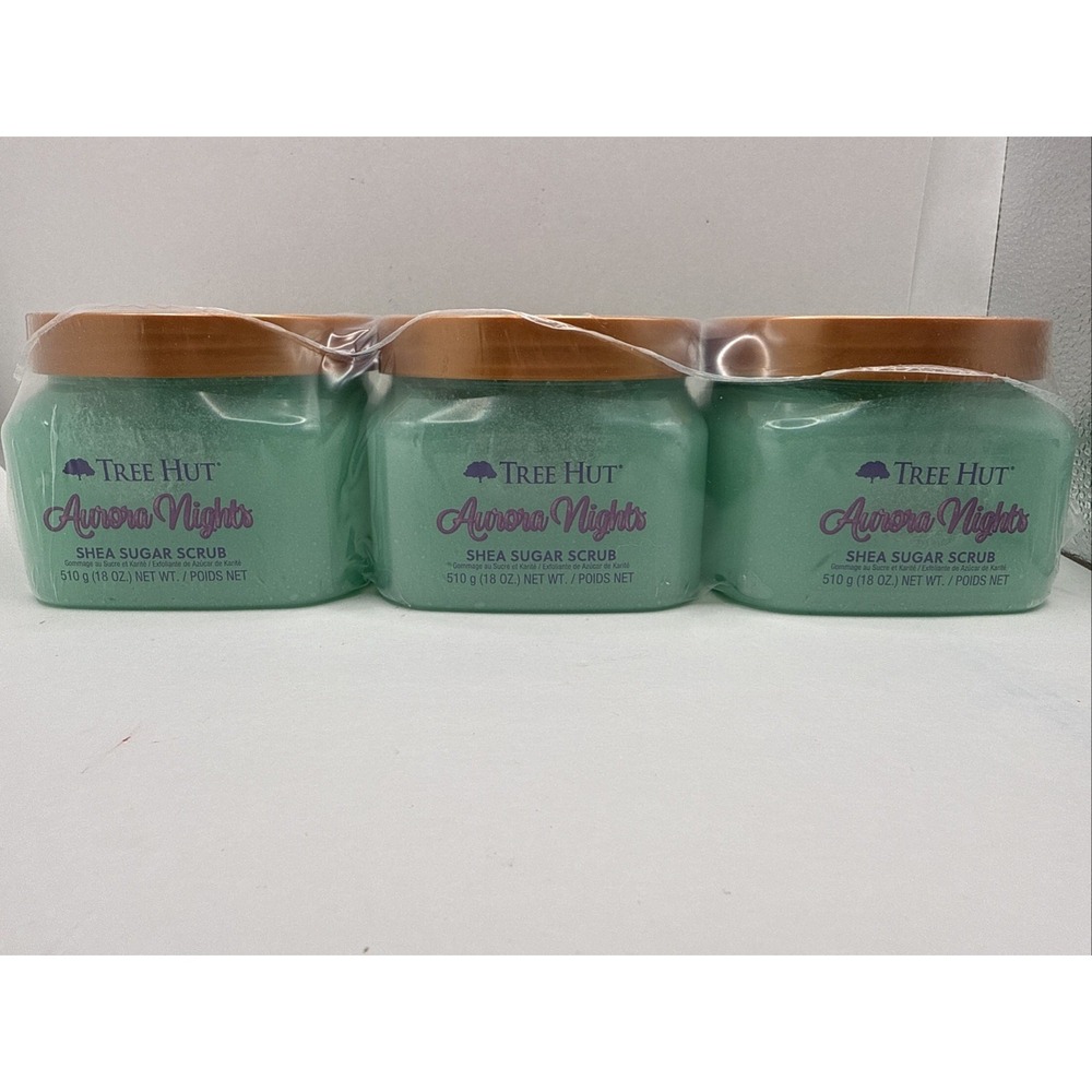 NEW SEALED Tree Hut shea sugar scrub 3 Pack Aurora NIGHTS Gift Pistachio 18oz